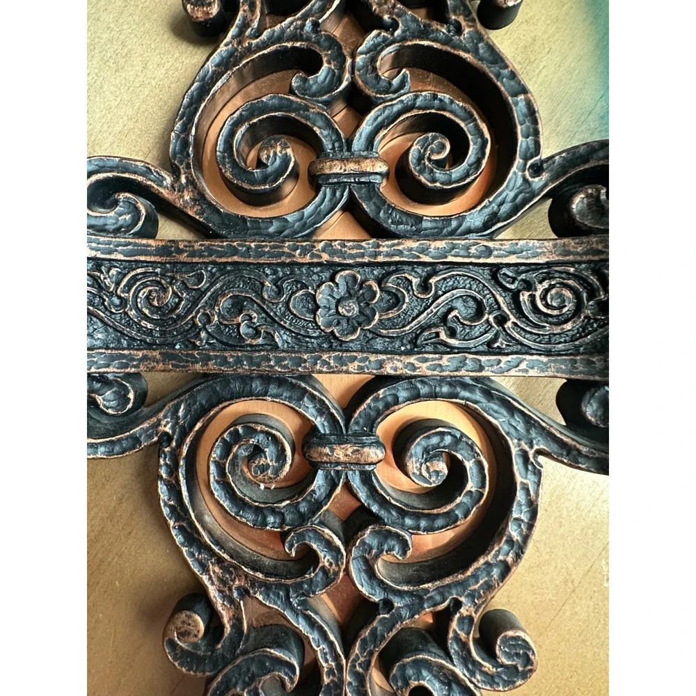 Coppercraft Guild Vintage Copper Wall Sconces Blue Hobnail Glass Votives Pair